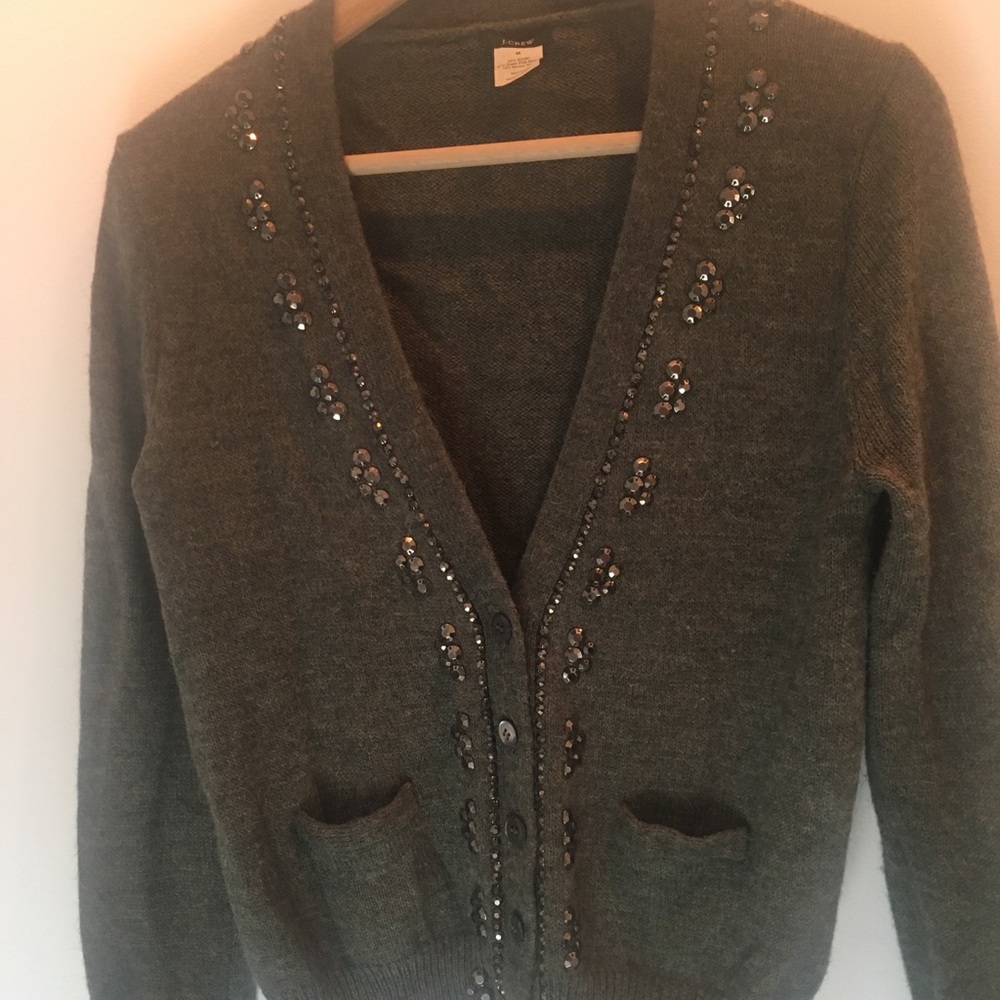 J. Crew | gray embellished cardigan
